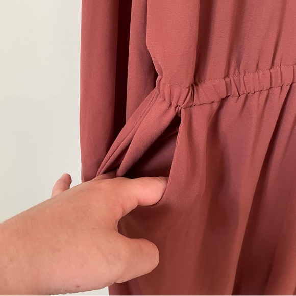 Aritzia Wilfred Long Sleeve Fleurette Jumpsuit Dusty Rose Color Size Small - Picture 7 of 13